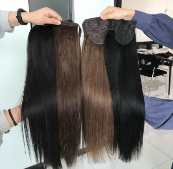 Hair Extensions Pony Tail Custom Service 100% Human Hair Unprocessed Virgin Hair Machine Double Weft 1