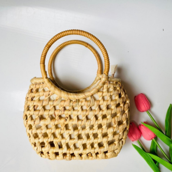 Water Hyacinth Bag Customized Service Rattan Beach Bag For Holiday Decoration Classic Style Light Brown Color Made In Vietnam 6