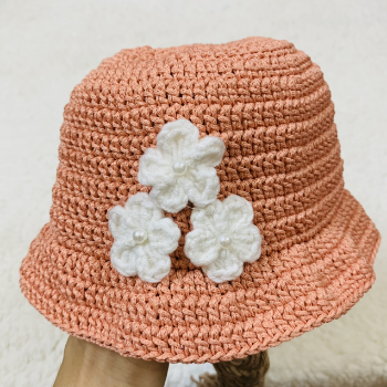 Cotton Bucket Hat With Braids High Quality Made By Soft Cotton Yarn Lovely Pattern Packing In Carton Box Vietnam Manufacturer 8
