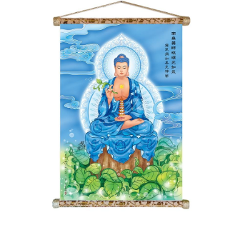 Sitting Kuan Yin Buddha Scroll Painting Buddha wall hanging art traditional printed 5