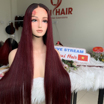 Wine Color Bone Straight Wig Weft Hair Extensions human hair wigs 100% Human Hair Vendors Made In Vietnam 6