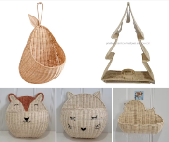 Cat Face Wall Hanging Basket Handmade Hand Woven Decor OEM ODM Service Wholesaler Price Decoration Garden Wall 5