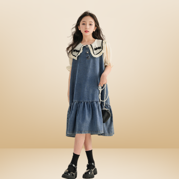 Girls Kids Dress Wholesale Comfortable Plus Size OEM ODM Casual Street Style Each One In Poly Bag Cotton Vietnamese Manufacturer