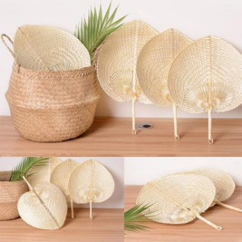 Bamboo Craft Weave Hand Fan Heart/ Handwoven Personalized Palm Hand Fans Rattan Best Choice  Decoration Party 3