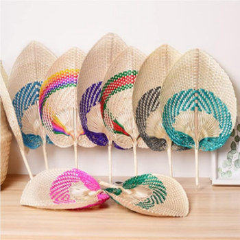 Bamboo Craft Weave Hand Fan Heart/ Handwoven Personalized Palm Hand Fans Rattan Best Choice  Decoration Party 6