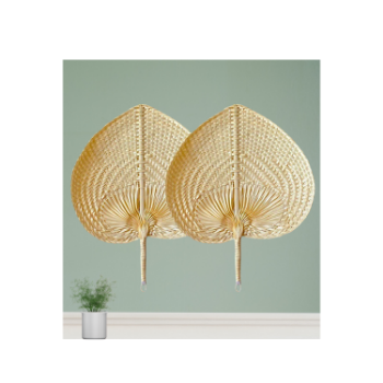 Bamboo Hand Fan Heart High Quality Craft Weave Handwoven Palm Hand Fans Rattan Fan Palm Art Decor Many Color 1