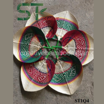 Bamboo Hand Fan Heart High Quality Craft Weave Handwoven Palm Hand Fans Rattan Fan Palm Art Decor Many Color 5