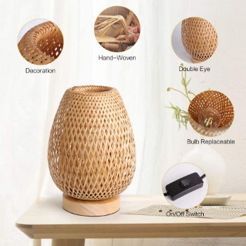 Bamboo Weaving Table Lamp, Lamps made from handmade materials, home decoration accessories, wholesale.
