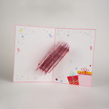 Greeting Birthday Card 3D Card Pink Best Choice Unique Design Good Quality Offset Printing Customized 4