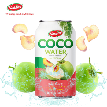 High Quality Fresh Coconut Water Peach Flavor Beverage Nasami Brand Coconut Water Manufacturers OEM ODM Service Made In Vietnam 5