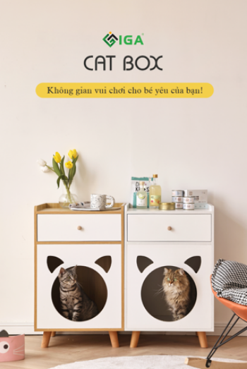 Bedside Table with Cat Box and Legs - GP195 2