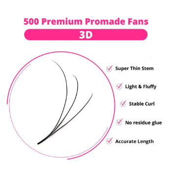 Promade Loose fans 8D 0.05 C CC D Customized Label Package Russian Volume Lashes 5d 6d Premade Eyelashes Loose Fans Short Stem 1