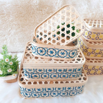 Best Choice Eco - Friendly Natural Bamboo Storage Baskets With Handle Woven Bamboo Rattan Decorative Gift Basket Lid 4