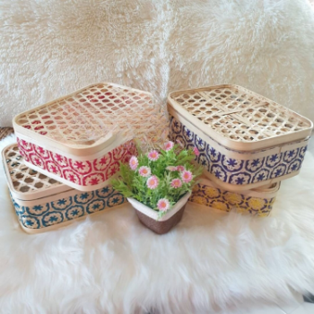 Best Choice Eco - Friendly Natural Bamboo Storage Baskets With Handle Woven Bamboo Rattan Decorative Gift Basket Lid 3