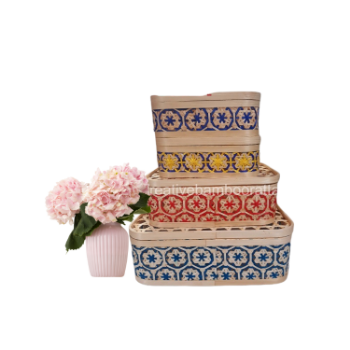 Best Choice Eco - Friendly Natural Bamboo Storage Baskets With Handle Woven Bamboo Rattan Decorative Gift Basket Lid 1