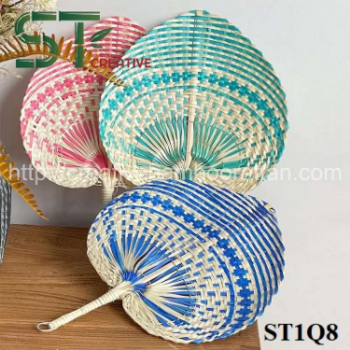 Best Price Handcrafted Hand Fan With Using Natural Bamboo As Material Colorful Heart Shaped Plam Leaf Hand Fan For Summer 4