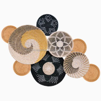 Best Selling Set of 9  Wall Decor Basket Handwoven Seagrass Wall Hanging Basket Set Fruit Baskets Tray Home Decorative Boho