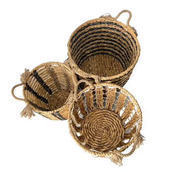 Fast Delivery Round Set Of 3 With Straps Storage Baskets Binh An Thinh Handicraft OEM ODM Service Made In Vietnam 4