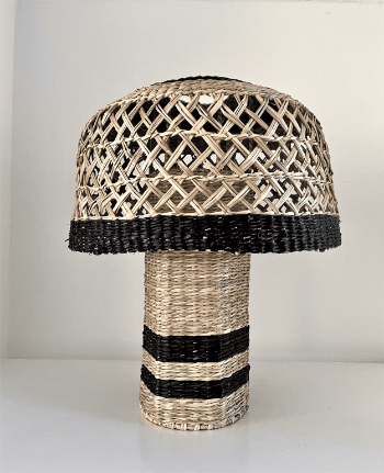 Black and Natural Seagrass Table Lamp, Lamps made from handmade materials, home decoration accessories, wholesale.