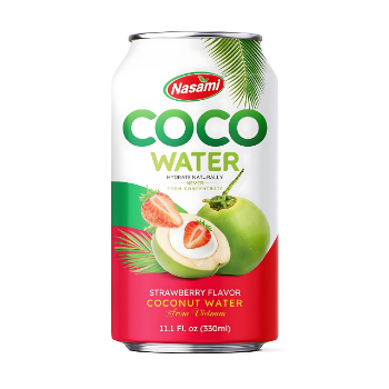 Fresh Juice Organic Coconut Water  Strawberry Flavor Good Taste Nasami Brand Rich Nutrition Coconut Water Vietnam Manufacturer 1