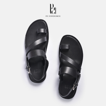 Black Sandals For Men B21 Shoe Maker Wholesale Custom Logo Design Men Beach Shoes Webbing Slipper From Vietnam Manufacturer 3