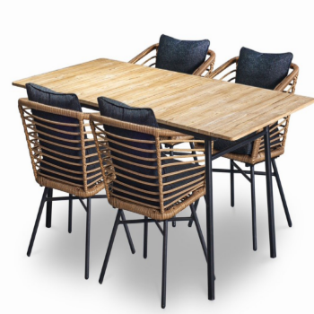 Flow Dining Set Dt406 Wicker Material Durable Living Room Customized Standard Packing Ista 1A Vietnam Manufacturer 1