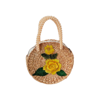 Good Quality Water Hyacinth Women'S Handbags Flower Decoration Decoration Diamond Lattice All Seasons Vietnamese Manufacturer 3