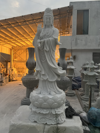 Best Price Stone Guan Yin Buddha Statue Natural Stone Religious Decoration Packed Styrofoam Box Made In Vietnam Manufacturer 6