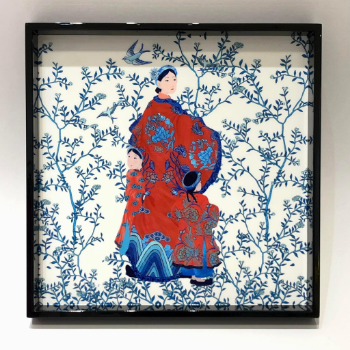 Lacquer Tray Asian Style Mother And Children Scenic Toile 45x30cm High Glossy Finish Halinhthu Casa Luxury From Vietnam 2