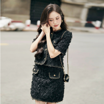 New products for 2023, elegant everyday fashion, high waisted tweed dresses, youthful, and dynamic, from a supplier in Vietnam. 3