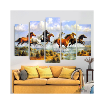 Modern Canvas Painting Art Picture Of The Wall 5 Pieces Animal Horse Pentium Home Decor Room Modular HD Printed Picture Frame 1