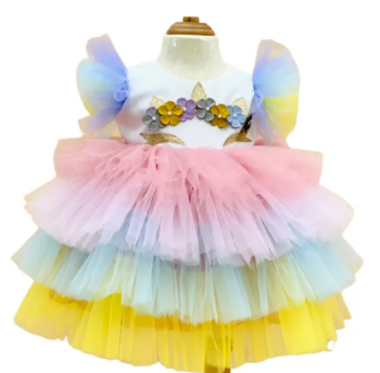 4 - Layer  Princess Dress Baby Girl Princess Dresses Good Choice Fashionable Cute Dress For Baby Girl Pack In Plastic Bag 5