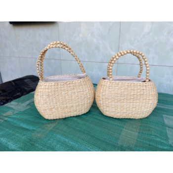 Water Hyacinth Bag Good Quality Handicraft For Holiday Decoration Classic Style Light Brown Color Vietnamese Manufacturer 6