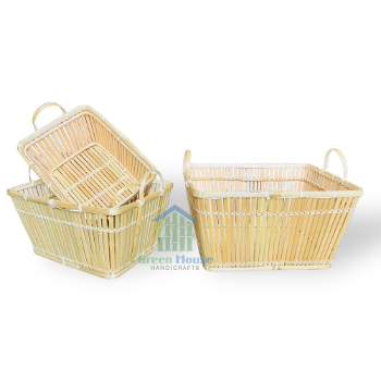 Square Waving Bamboo Basket Handicraft For Home Decoration Living Room Customize Packing From GreenHouse VietNam Manufacture 1