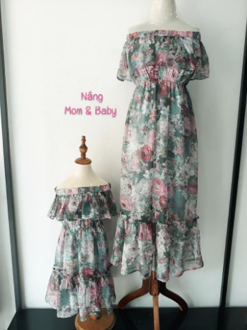 Mother & Baby Dress Set With Floral Pattern Family Matching Outfits Good Quality Competitive Price Packing In Carton Box 15