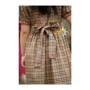 Western Brown Plaid Smock Dress For Baby Girl Fast Delivery Top Favorite Product Birthday Dress Fancy Pattern 7