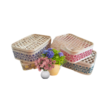 Cheap Price Natural Bamboo Storage Baskets With Handle Woven Bamboo Rattan Decorative Gift Basket Lid 1