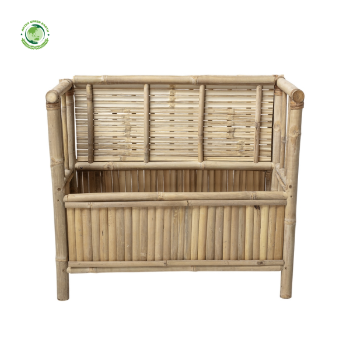 Children's furniture, storage cabinets, and baskets made from natural rattan and bamboo, creating a warm and safe space.