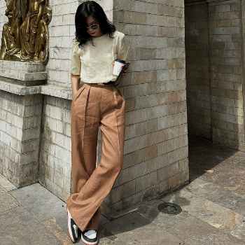 Competitive Price High Quality Washable Women Linen Pants Trousers Wide Leg Pants Women 100% Linen Pants For Women From Vietnam 6