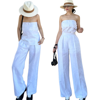 Competitive Price High Quality Washable Women Linen Pants Trousers Wide Leg Pants Women 100% Linen Pants For Women From Vietnam 1