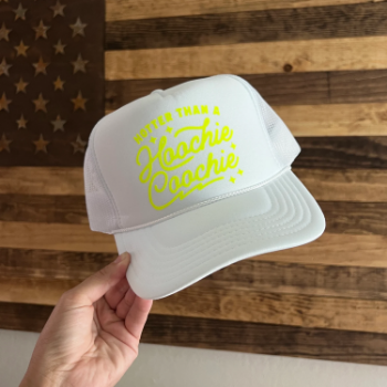 Custom Hats & Caps 5 Panel Foam Trucker Hats with Mesh and Embroidered Logo Hoochie Coochie Design from Vietnam Manufacture