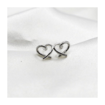 Custom Jewelry High Quality 925 Sterling Silver Fine Jewelry Heart Line Shape Cubic Zirconia Stud Earrings for Woman 1