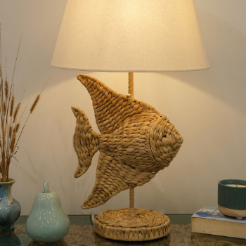 Customizable Size Eco-Friendly Water Hyacinth Table Lamp Aesthetic Handwoven Oval Rattan Shade E26 Bulb Base Rattan Shade Rattan