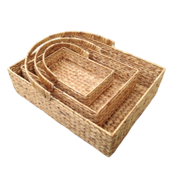 Good Quality Picnic Baskets Set Of 3 Natural Water Hyacinth With D Handle - Movable Fabric Lining Folding Picnic 2