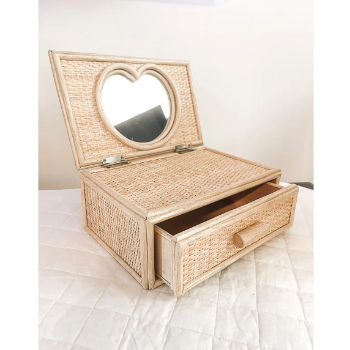 High Quality Jewelry Box Handcrafted Rattan Hot Sale OEMRattan with Mirror OEM Handcrafted Rattan Kids Bedroom Furniture from Vietnam Manufacturer