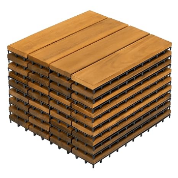 Fast Delivery FresGard 9PCS Interlocking Deck Tiles 12"x12"x0.94'' Acacia Patio Decor Flooring Tiles for Outdoor & Indoor Floor Tile 5