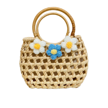 Water Hyacinth Bag Customized Service Rattan Beach Bag For Holiday Decoration Classic Style Light Brown Color Made In Vietnam 1