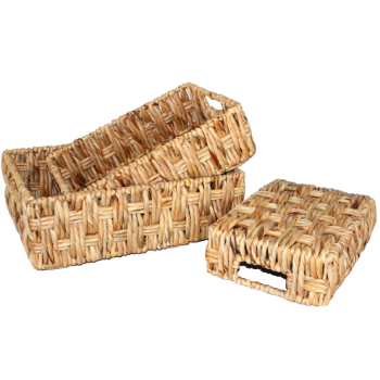 Fast Delivery Set Of 3 Twisted Water Hyacinth Storage Baskets Natural Stocked Storage Water Hyacinth Customized 1