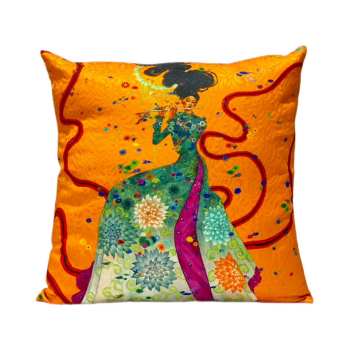 Printed Cushion Cover Women Art Flute Lover 45x45cm Halinhthu Casa Custom Design And Size 100% Polyester Decoration Handmade 4