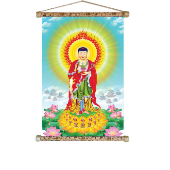 Wall Art Vietnam Handmade Printed Standing Kuan Yin Buddha Scroll Canvas Painting 6